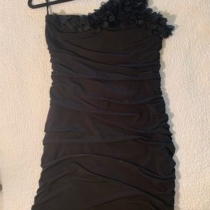 Sz L, Black, one shoulder, mini dress